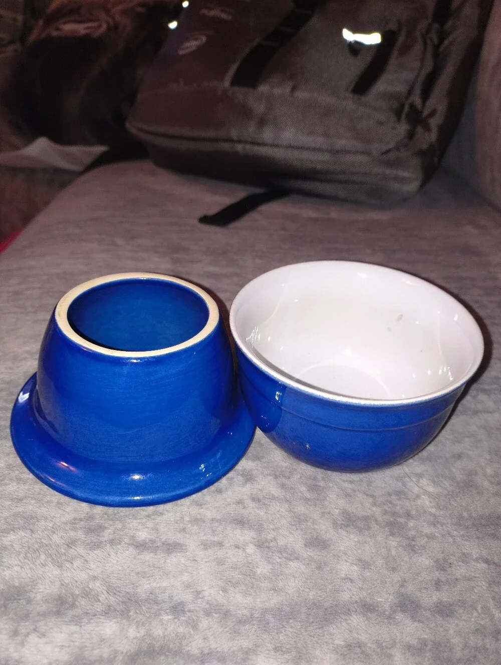Blue Ceramic Lidded Bowl - Decorative Home Accent